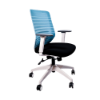 Anji High Back White Frame Mesh Chair w/arms- Blue
