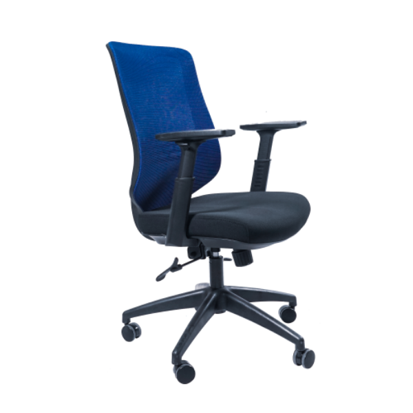 Anji High Back Mesh Chair w/Arms - Blue