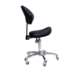 Adjustable Saddle Stool Chair w/Back - Black
